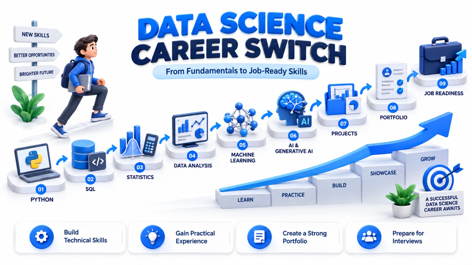 Data Science career switch roadmap from Python and SQL to Machine Learning projects and job readiness
